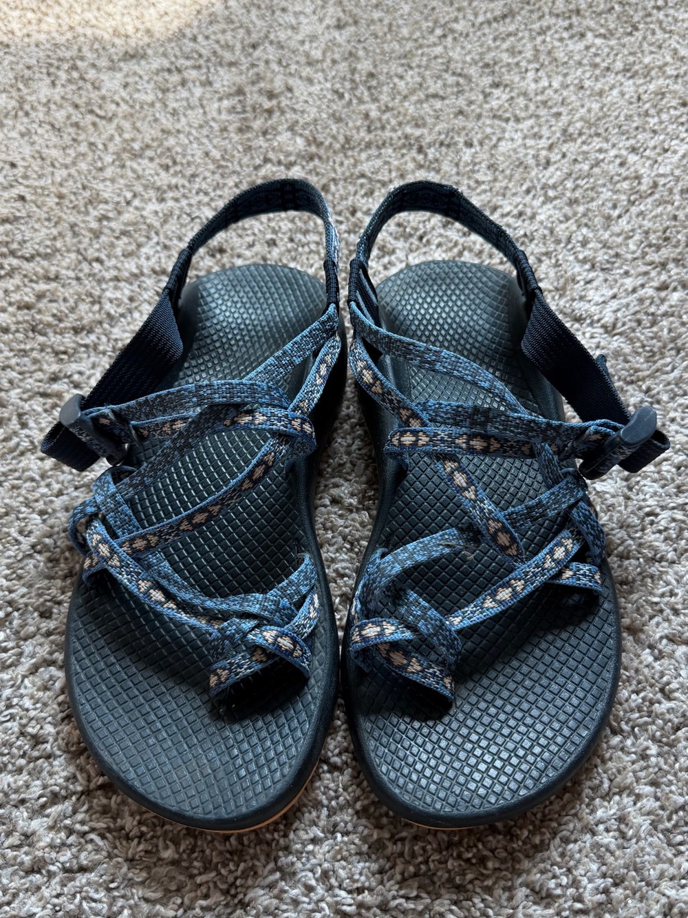 Chaco Women's Navy Blue Patterned Strappy Sandals